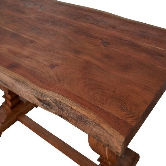LR Home Natural Finish Live Edge Acaia Dining Table