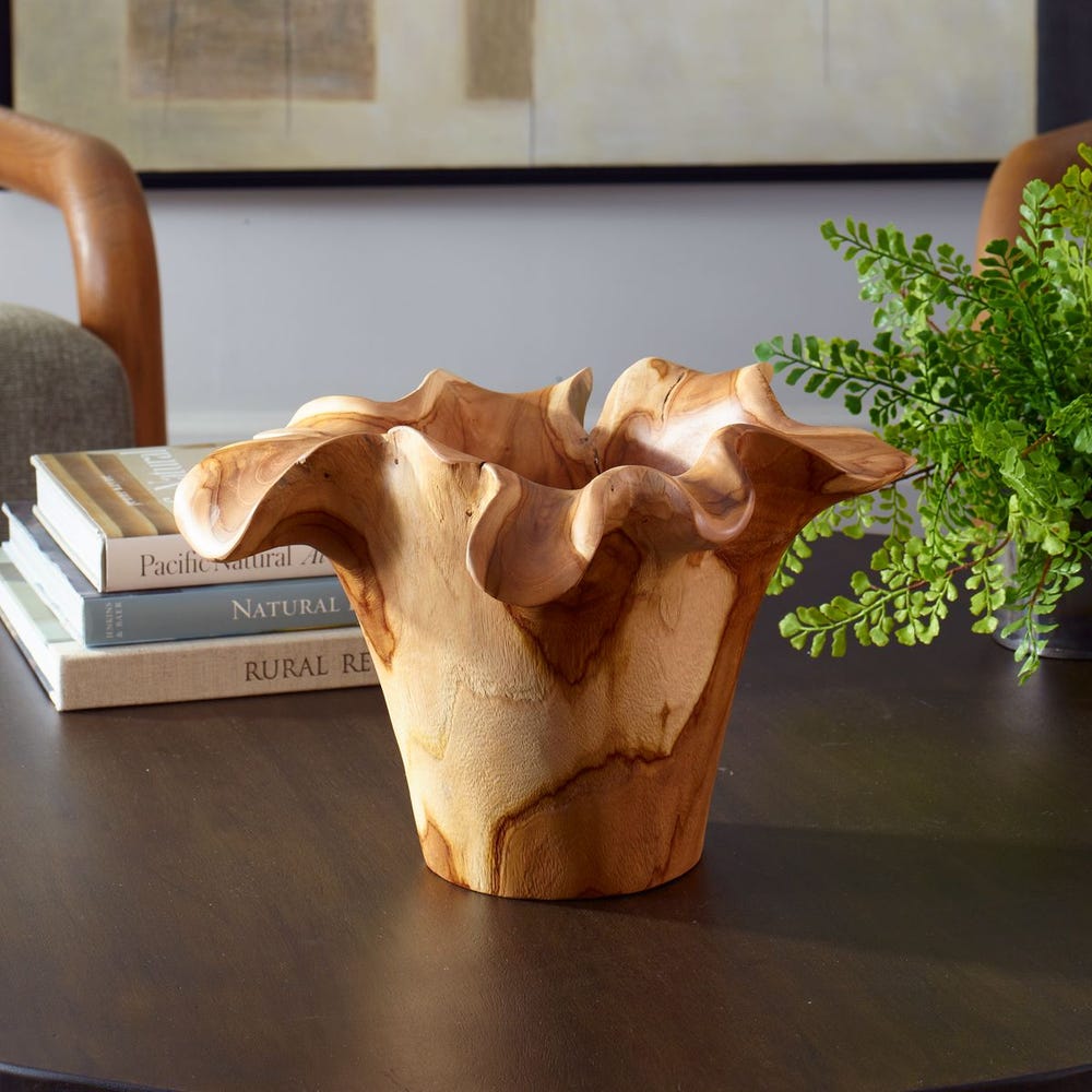 Teak Flow Outdoor Bowl, Natural