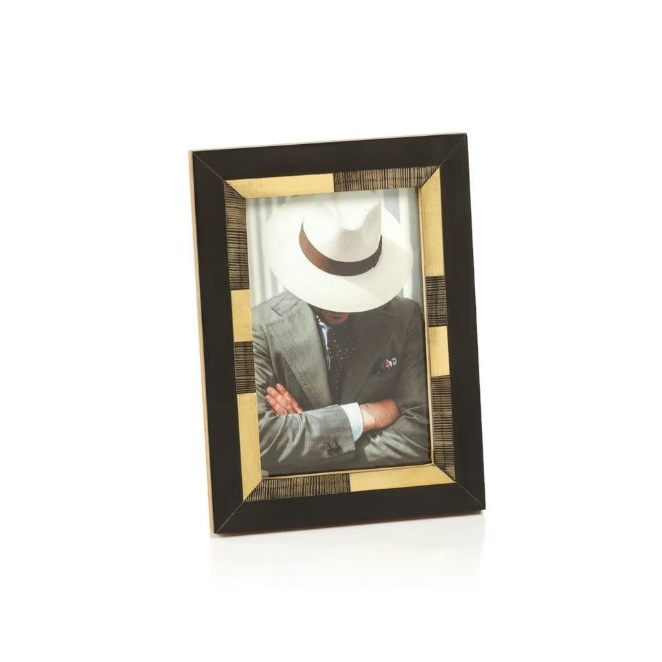 Zodax Black Chiseled White Bone Photo Frame 5x7