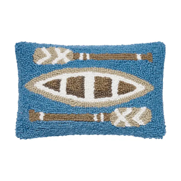 Lake Canoe and Oar Hook Pillow