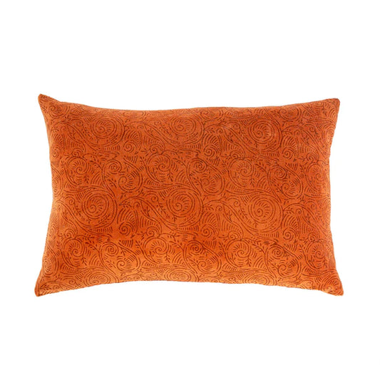 Indaba Printed Velvet Pillow, Rust. 16x24