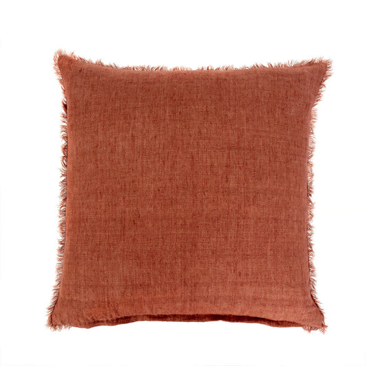 Indaba Lina Linen Throw Pillow, Rust, 24x24