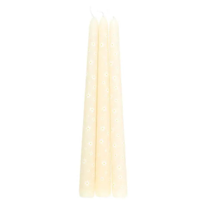Daisy TAper Candles, Set of 3