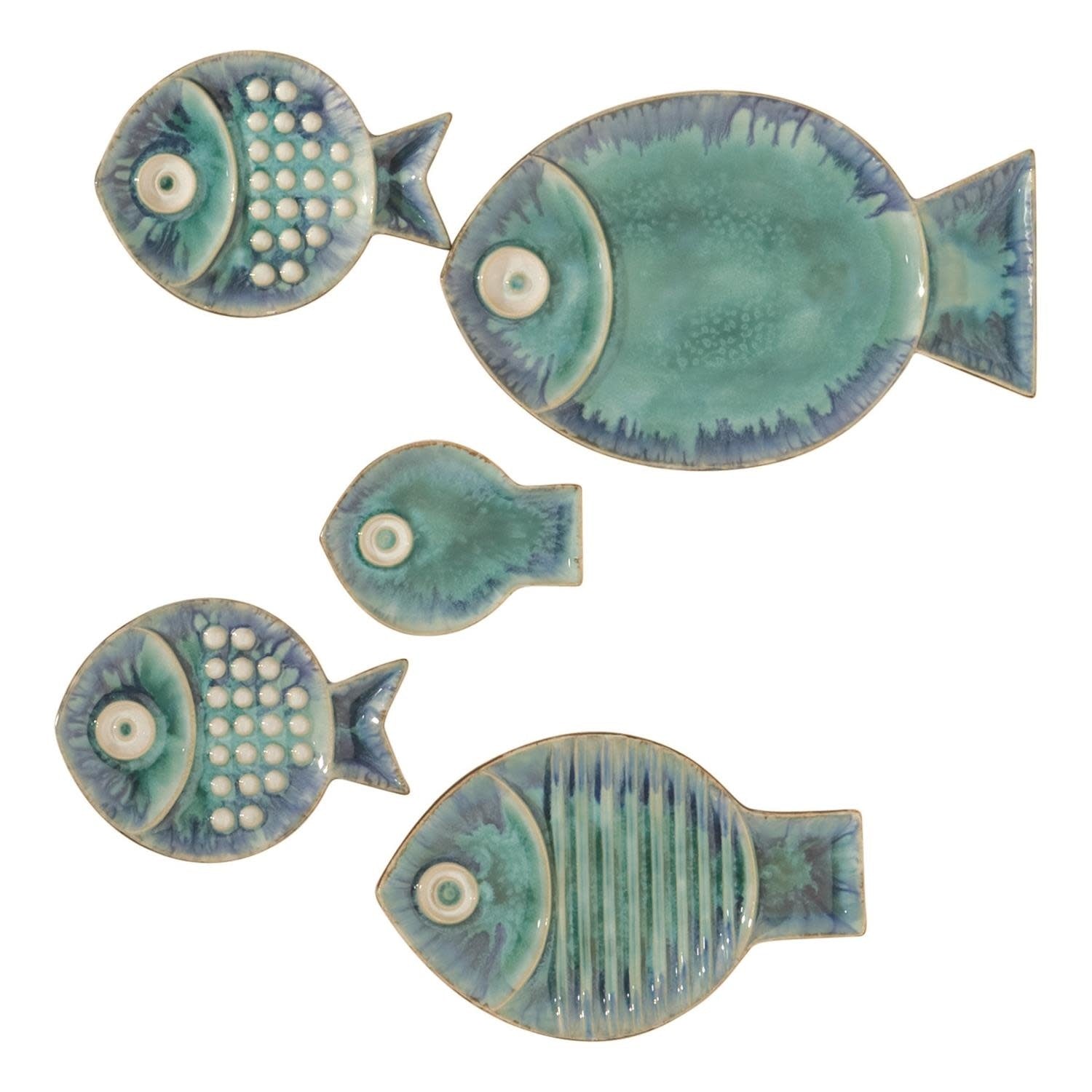 Global Views Blue Fish Plate, Large