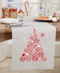 Peppermint Christmas Tree Runner,  Silver16x90