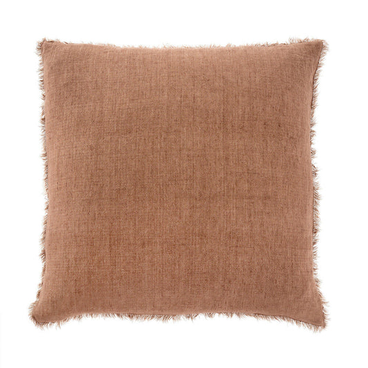 Indaba Lina Linen Throw Pillow, Rooibos, Mauve, 24x24