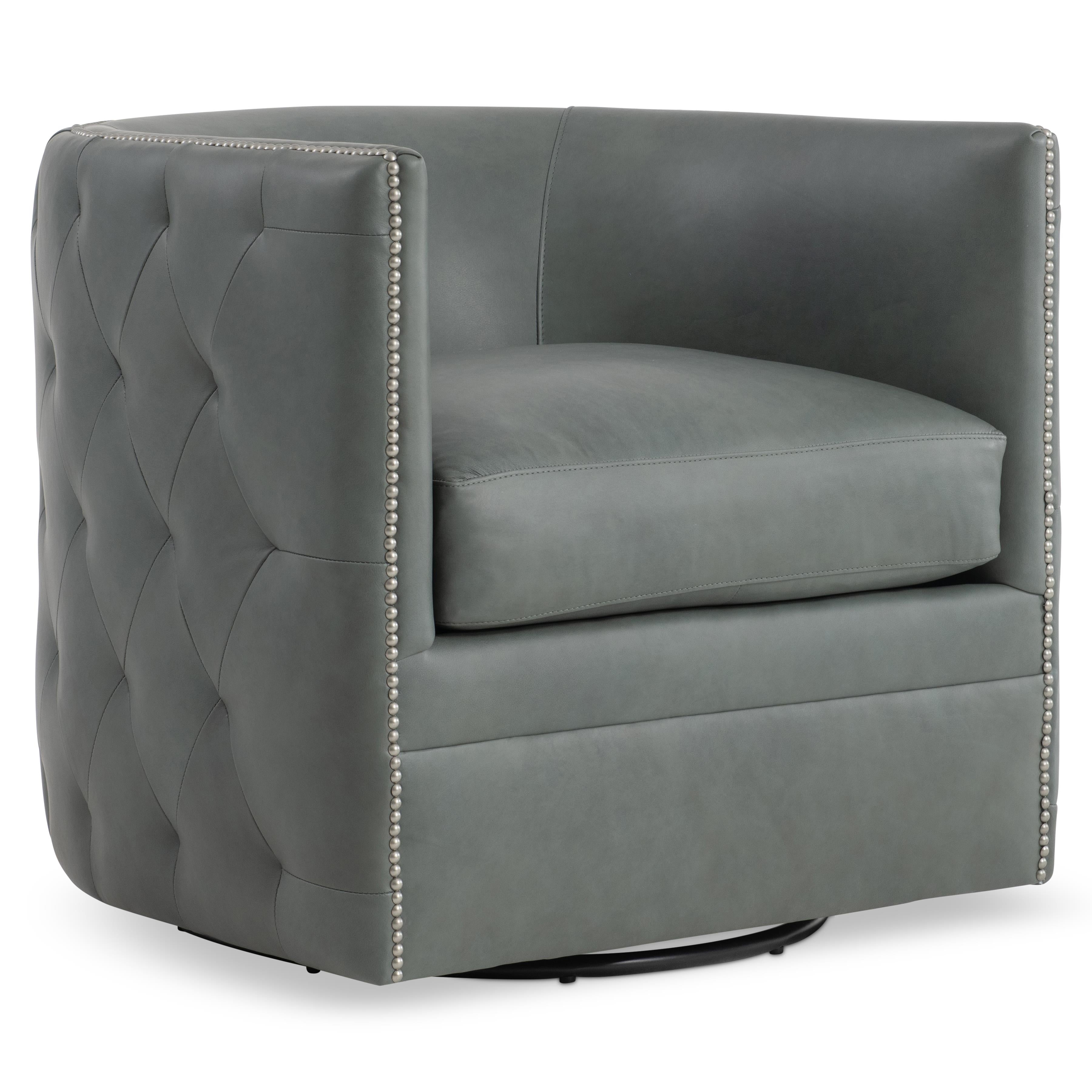 Bernhardt Palazzo Swivel Blue Leather Chair