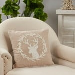 Saro Beaded & Embroidered  Reindeer Pillow 18"