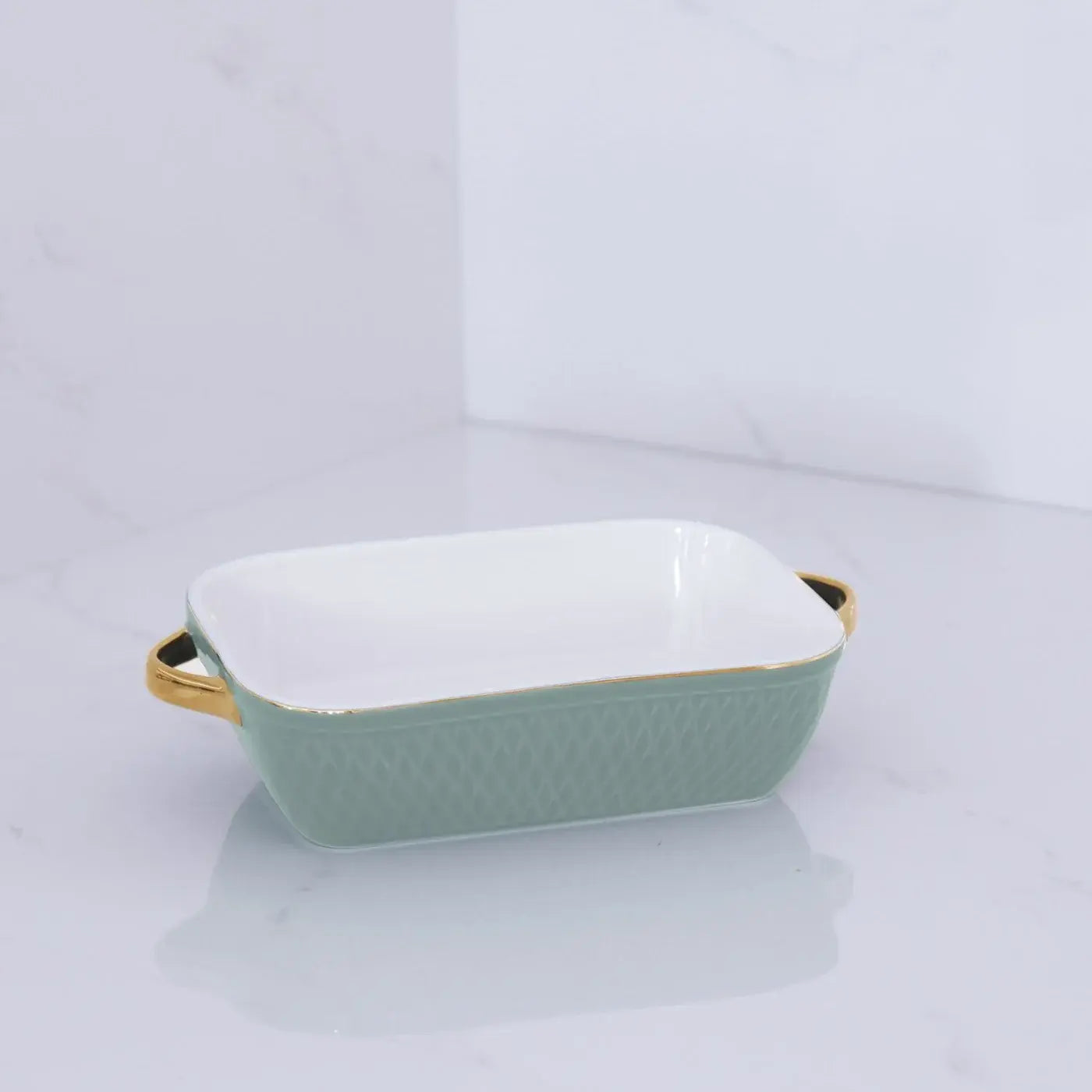 Beatriz Ball Ceramic Small Baker with Gold Handles, Sage