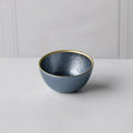 Blue Glass Opalescent Small Bowl with Gold Rim