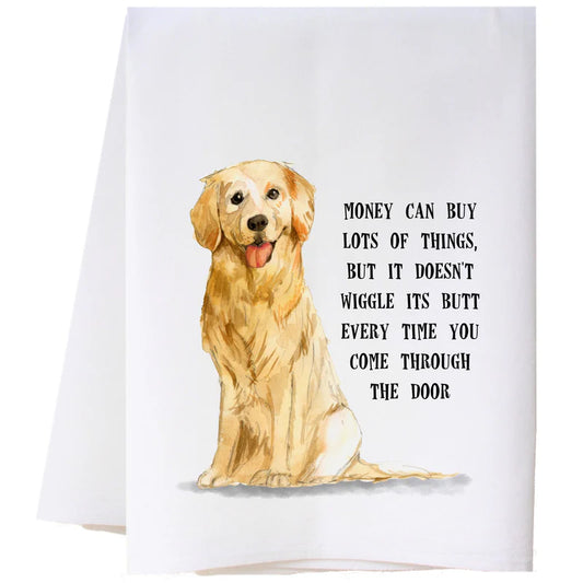 Wiggle its Butt Flour Sack Tea Towel, Golden Retriever