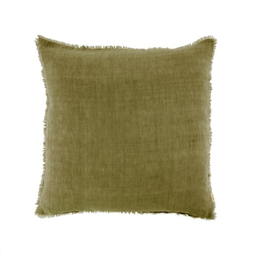 Indaba Lina Linen Throw Pillow, Dark Moss, 24x24