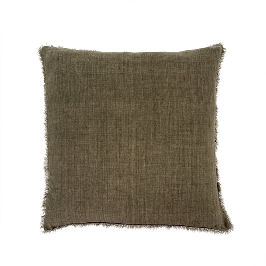 Indaba Lina Linen Throw Pillow, Shadow Gray, 24x24