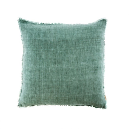 Indaba Lina Linen Throw Pillow, Celeste Green, 24x24
