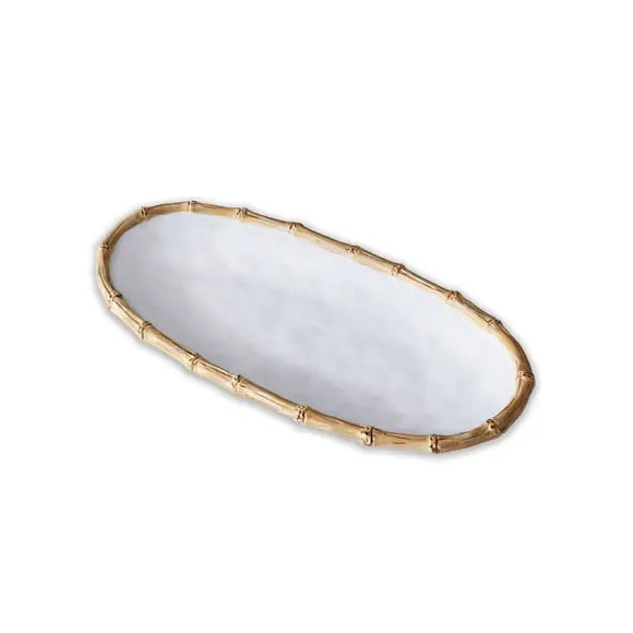 Beatriz Ball VIDA Bamboo Medium Oval Platter, White and Natural