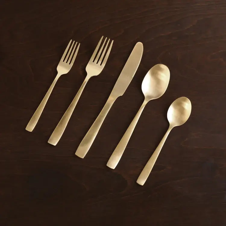 Charlotte Stainless Flatware set, Brushed Champagne Gold