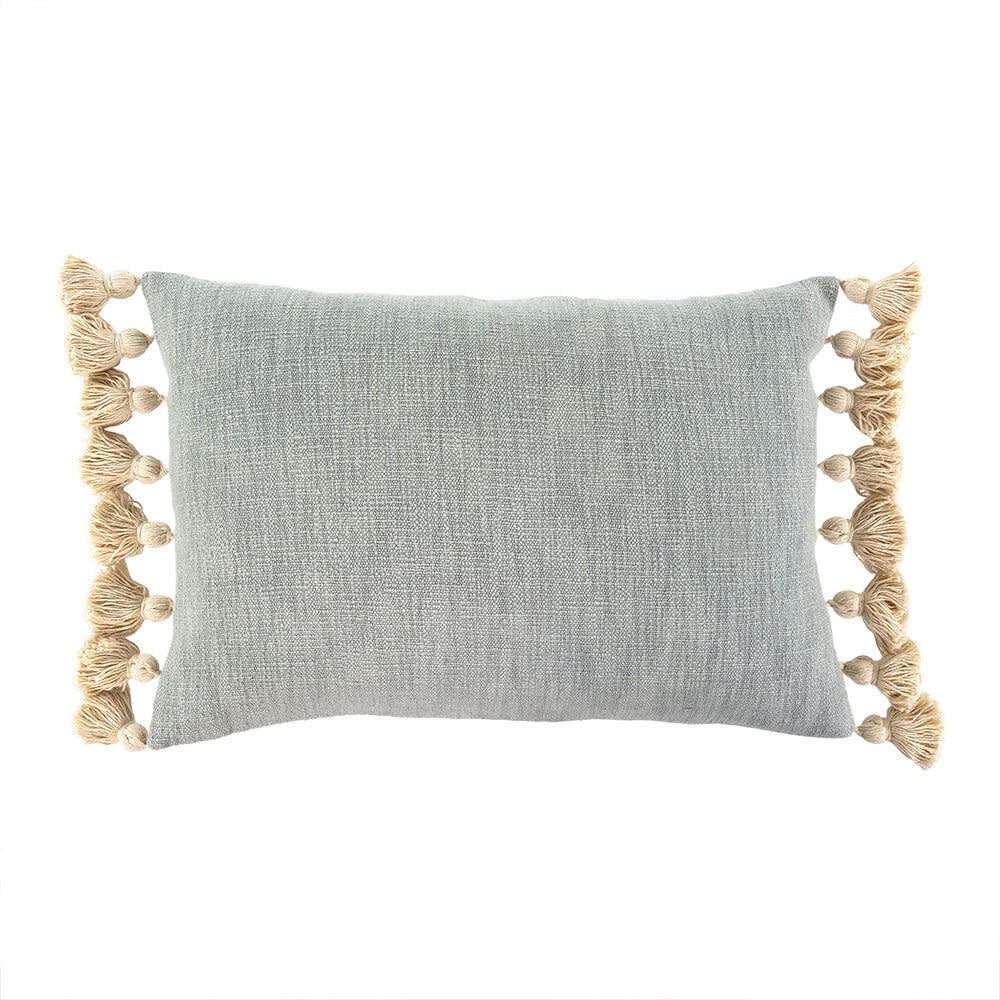 Indaba Bora Tassel Pillow, Duck egg, 16X24