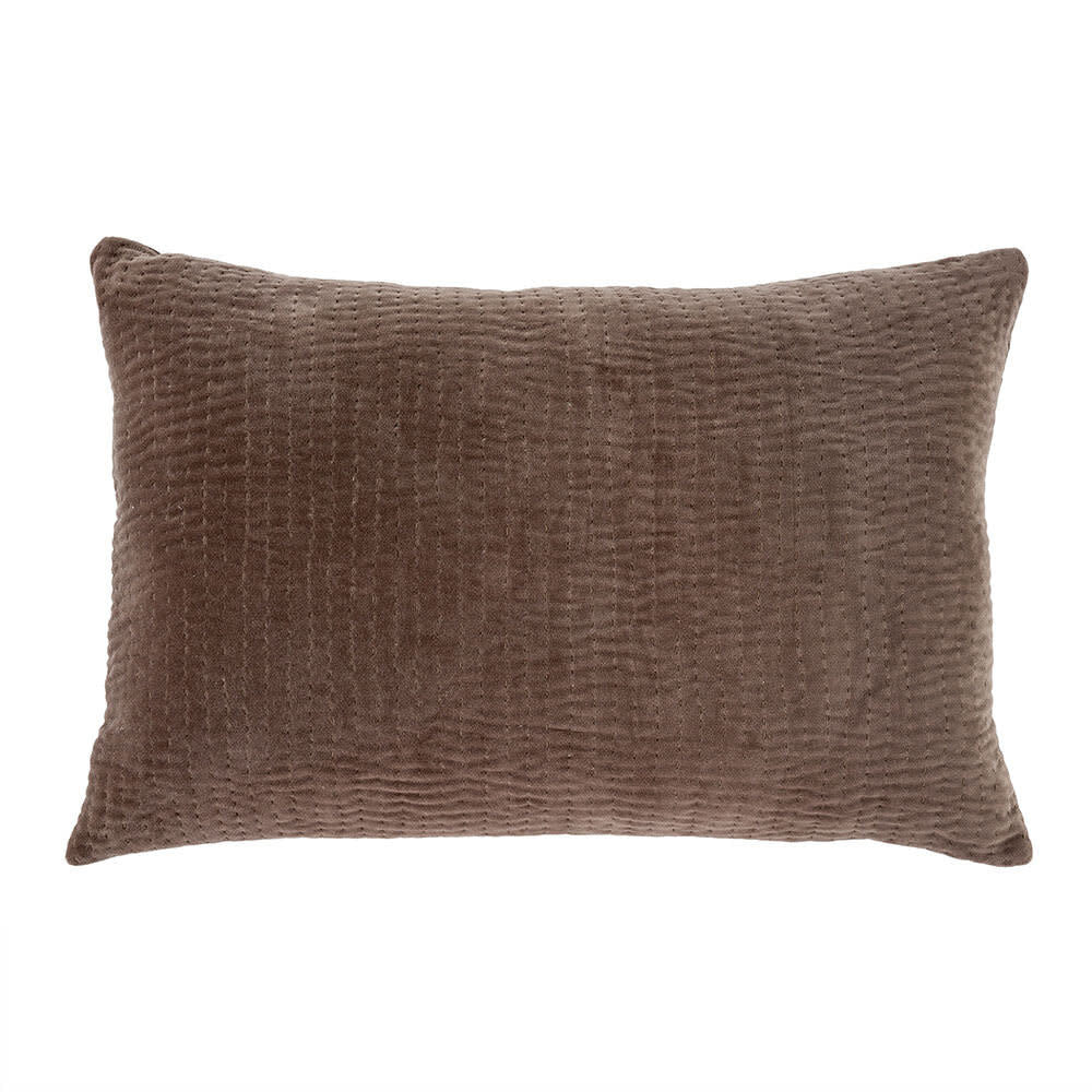 Indaba Velvet Kantha-Stitch, Pillow, Plum, 16X24