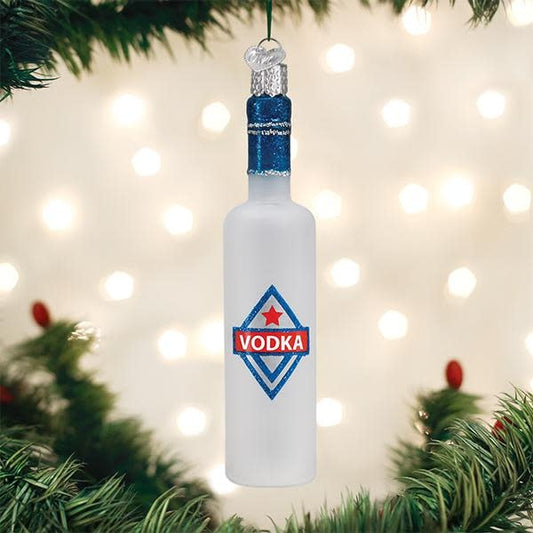 Old World Vodka Bottle Glass Ornament