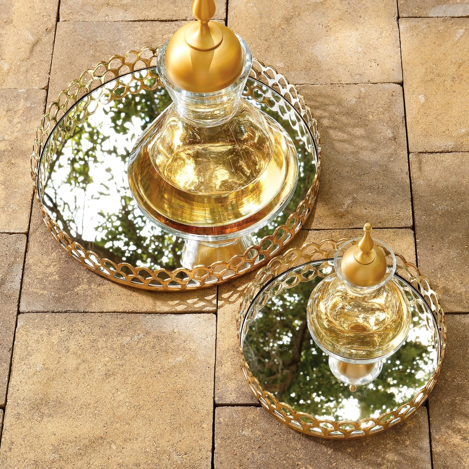 Global Views Double Arch Tray - Brass, Large