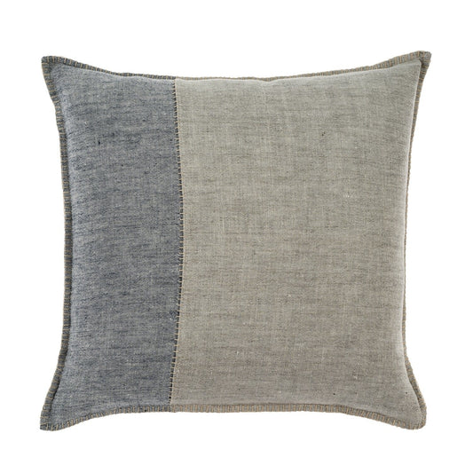 Indaba Sidestitch Linen Pillow, 20x20, Blue, Gray