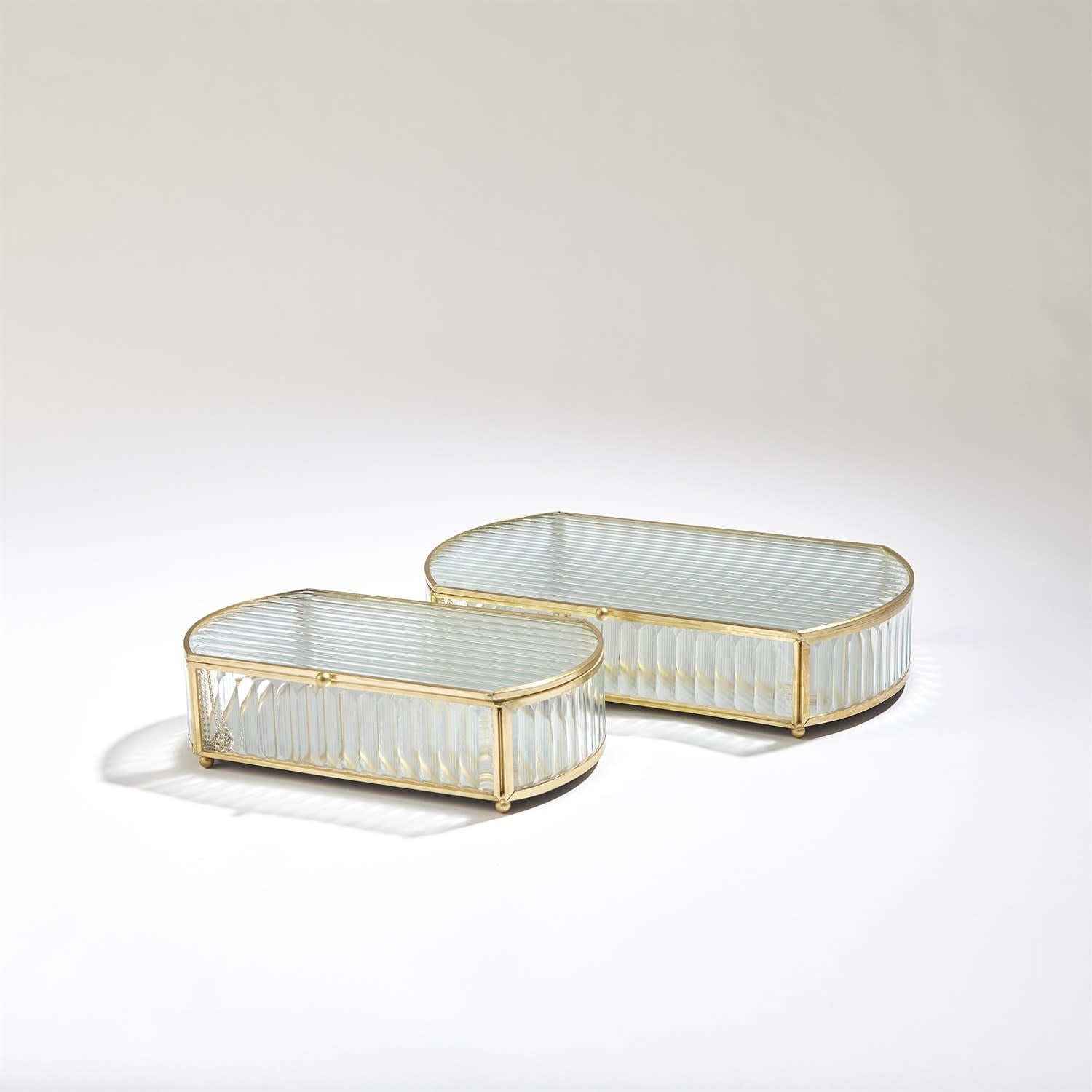 Global Views Reeded Glass Oval Box Small