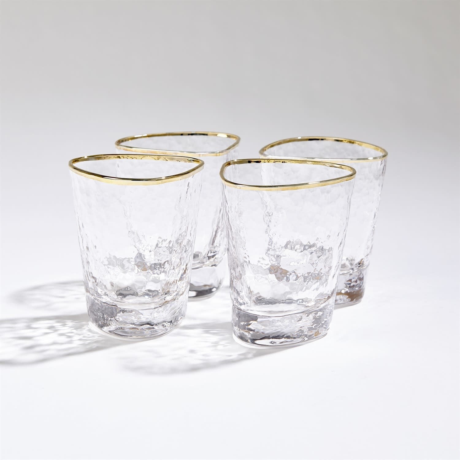 Global Views Aperitivo Hammered DOF Glasses w/Gold Rim