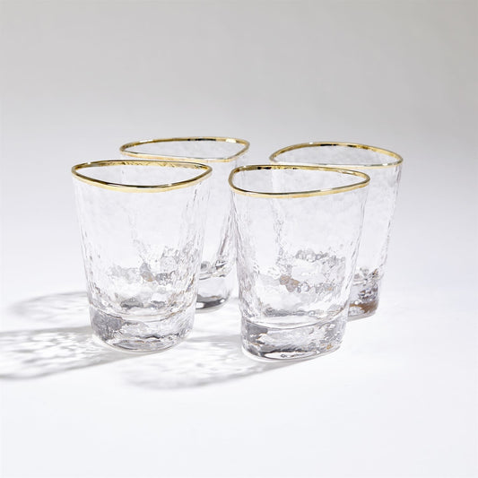 Zodax Aperitivo Triangle Double Old Fashioned Glass with Gold Rim