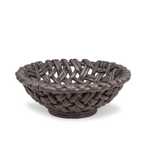 Skyros Round Woven Basket, Charcoal