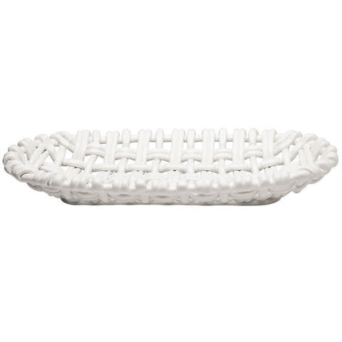 Skyros Oval Woven Basket, White