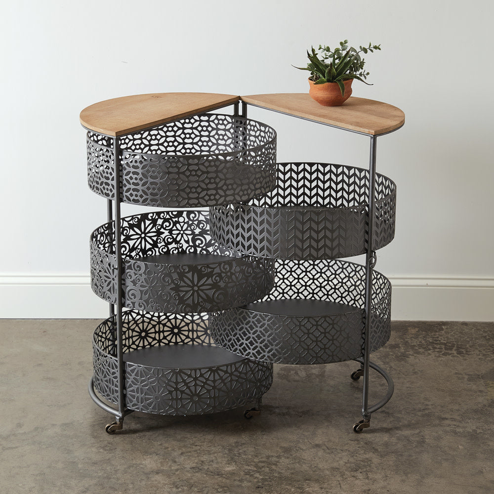 CTW Home Metal Expandable Storage Table, round