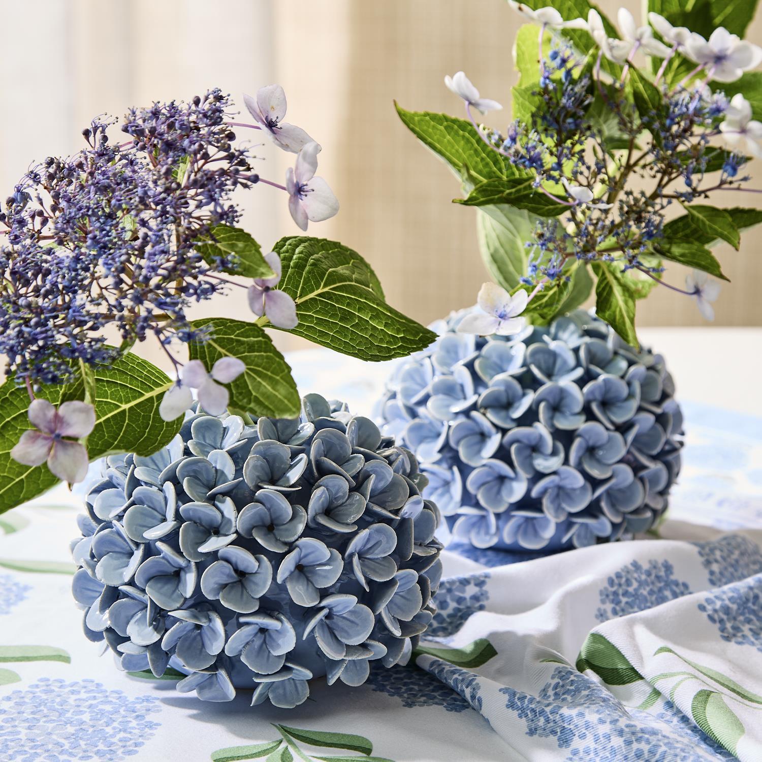 China Hydrangea Candle Holders, Set of Two