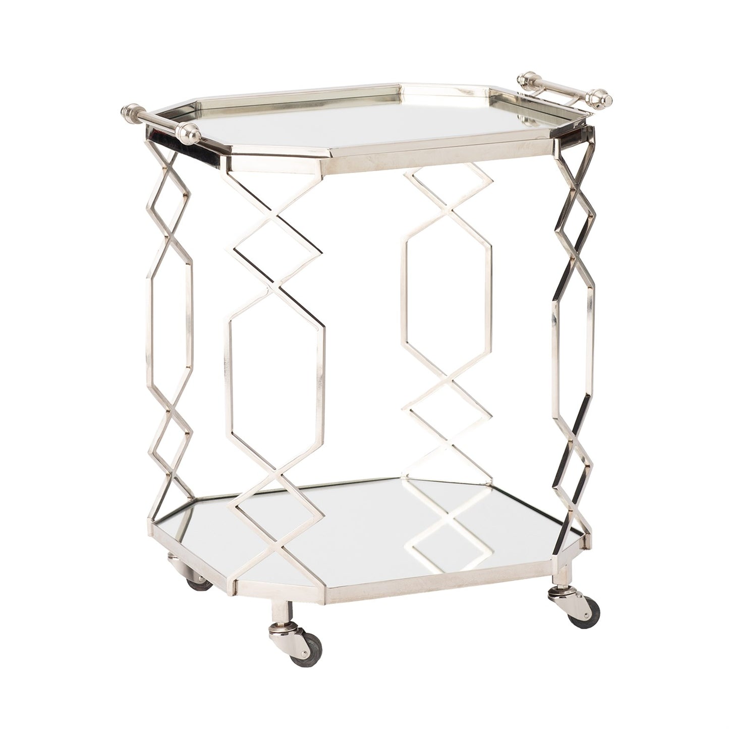 Octagonal L Fret Serving Trolley and Tray