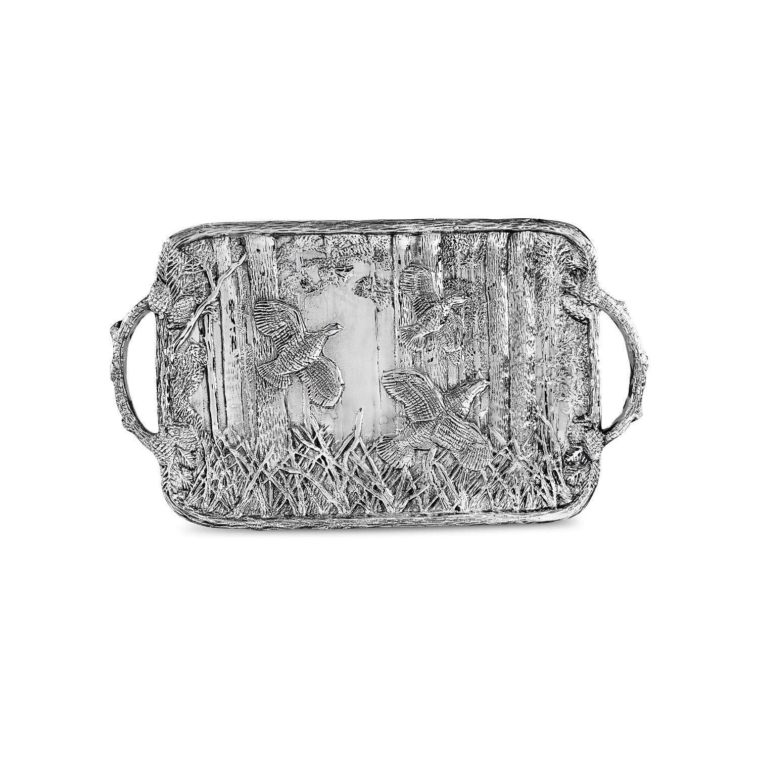 Forest Quail Tray with Twig Handles