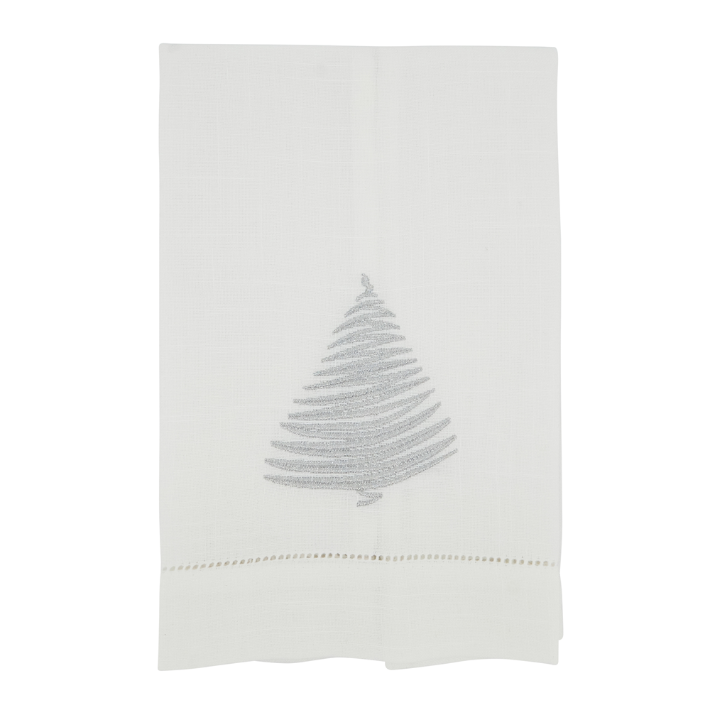 Christmas Tree Guest Towel, Silver