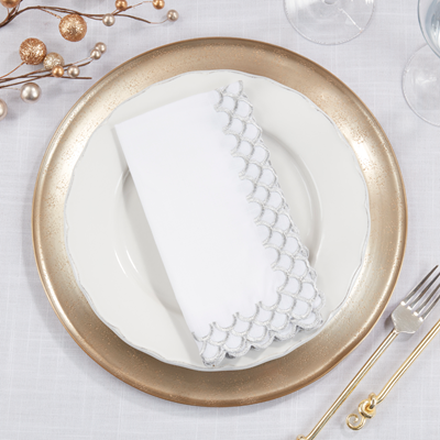 Scalloped Border Napkin, Silver, Set of 4