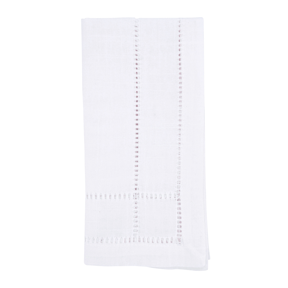Double Hemstitch Napkin, White, Set of 4
