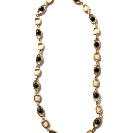 Gold Geo long necklace with front clasp