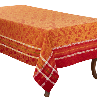 65"x104" Pumpkin & Leaf Jacquard Tablecloth