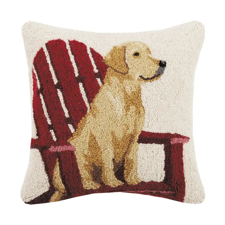 Retriever Dog in Adirondack Chair Hook Pillow