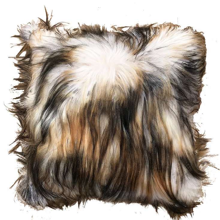Chesterfield Long Haired Mountain Goat Coyote Pouf