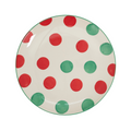 Polka Dot Christmas Salad Plate, Set of Four