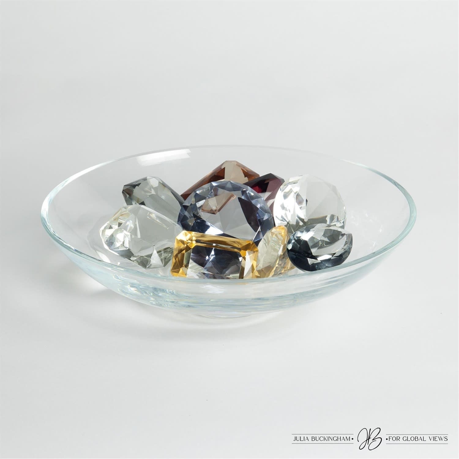 Global Views Coupe Clear Glass Bowl w/9 Oxford Jewels