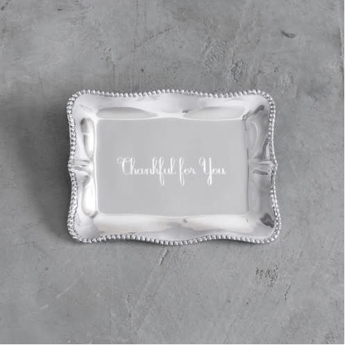 Beatriz Ball Pearl Denisse Rectangular Engraved Tray "Thankful For You"