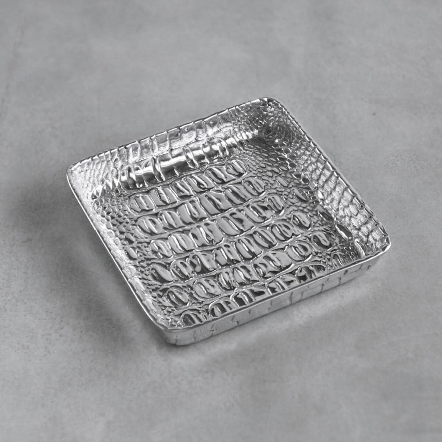 Beatriz Ball Pieles Croc Napkin Box Silver