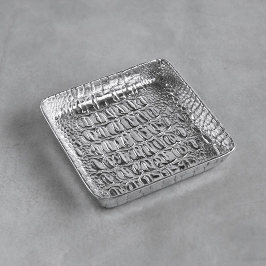 Beatriz Ball Pieles Croc Napkin Box Silver