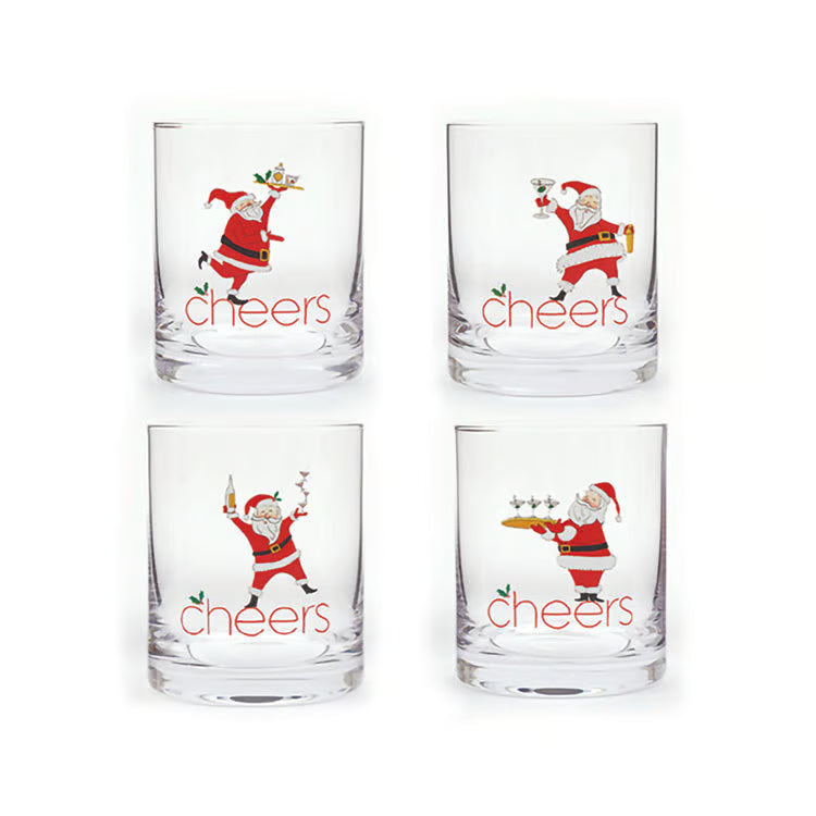 Cocktails with Santa Short Beverage Glasses, S/4
