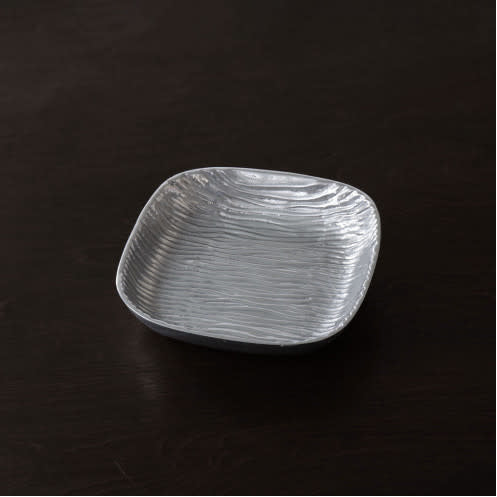 Beatriz Ball Sierra Modern Ripples Small Gun Metal Bowl, W/Gold Spoon