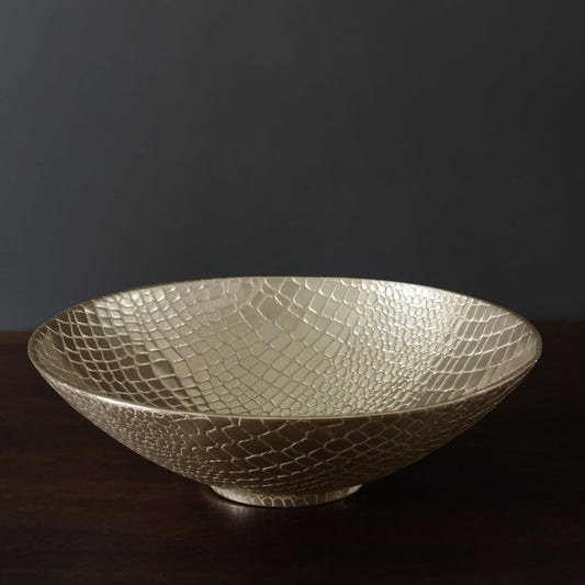 Beatriz Ball Sierra Modern Croc Large Bowl - Gold