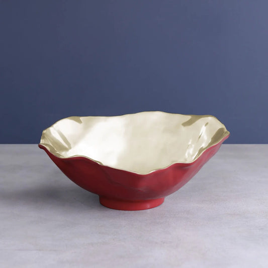Thanni Maia Large Bowl, Red and Gold